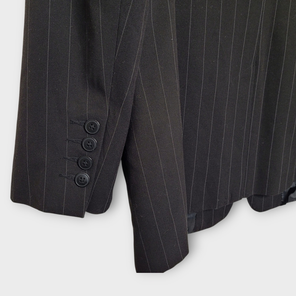 Norma Kamali Black Pinstripe Blazer - Picture 3 of 6